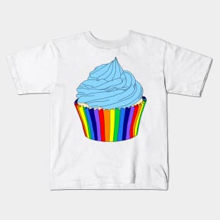 Rainbow Cupcake with Blue Icing Kids T-Shirt